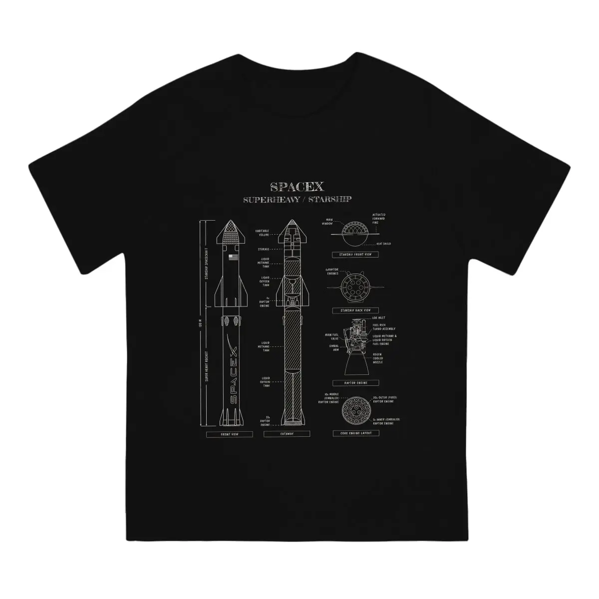 SpaceX Starship Super Heavy  T Shirt Punk Crewneck TShirt Harajuku Clothing