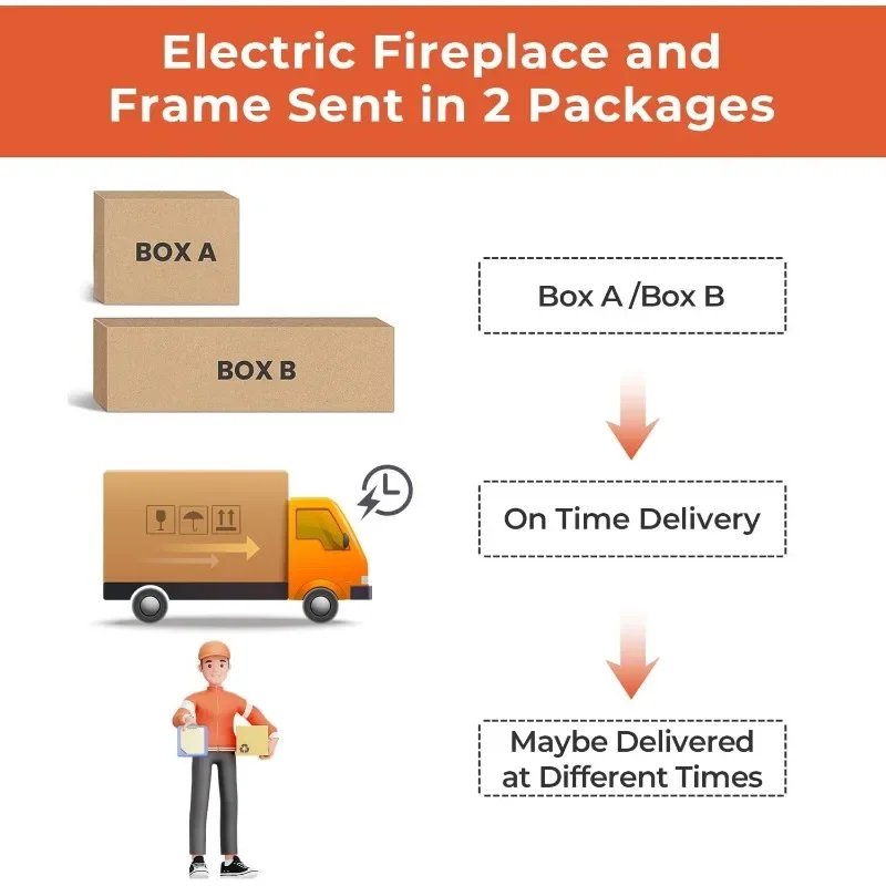 R.W.FLAME 43” Electric Fireplace Mantel Wooden Surround Firebox, TV Stand with Freestanding Electric Fireplace, Remote Control