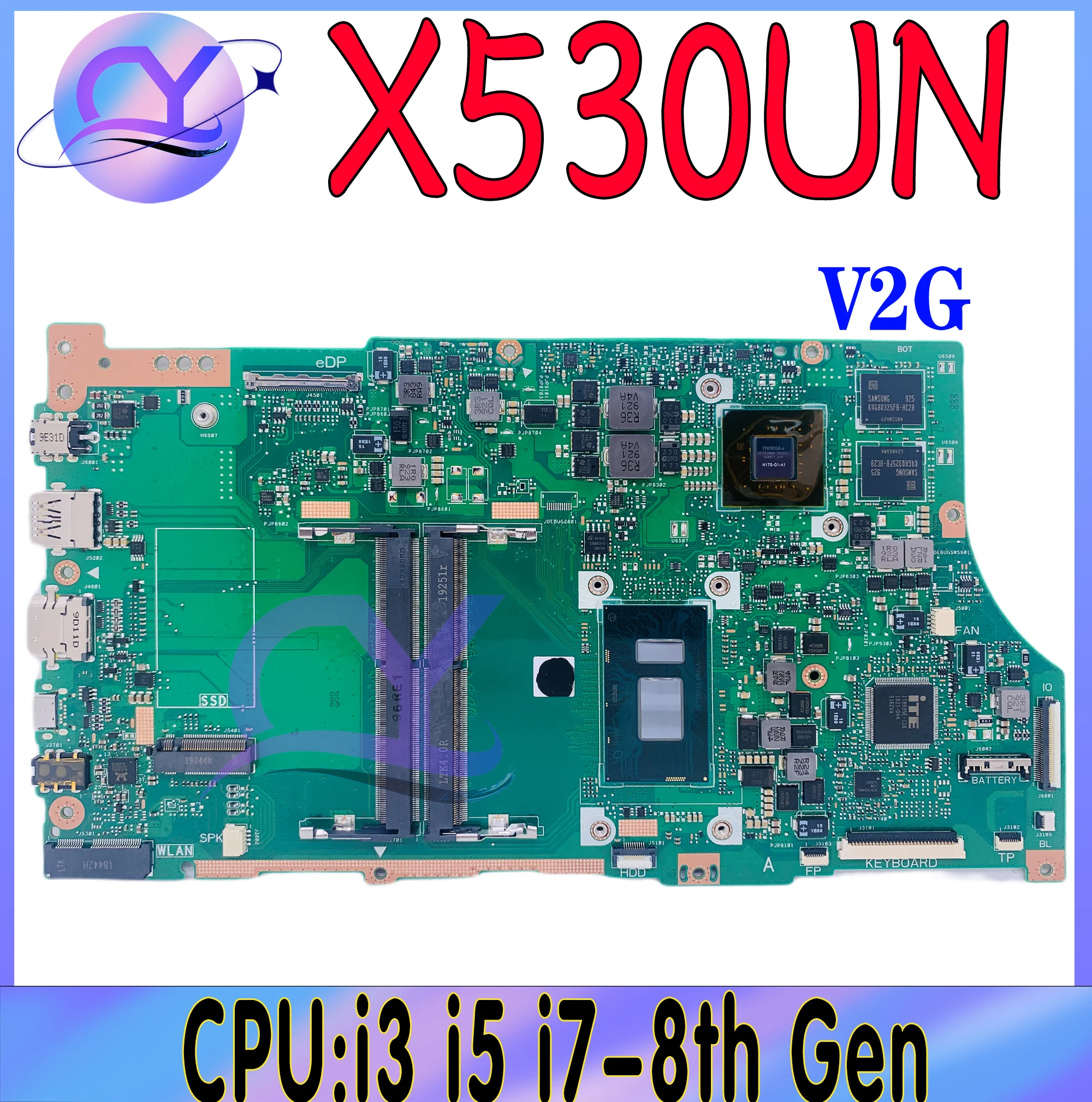 Imagem -02 - Placa-mãe para Asus Vivobook X530un X530ua X530uf A530 F530u Placa-mãe Portátil com i3 i5 I78th Uma pm Ddr4 100 Testando Bem