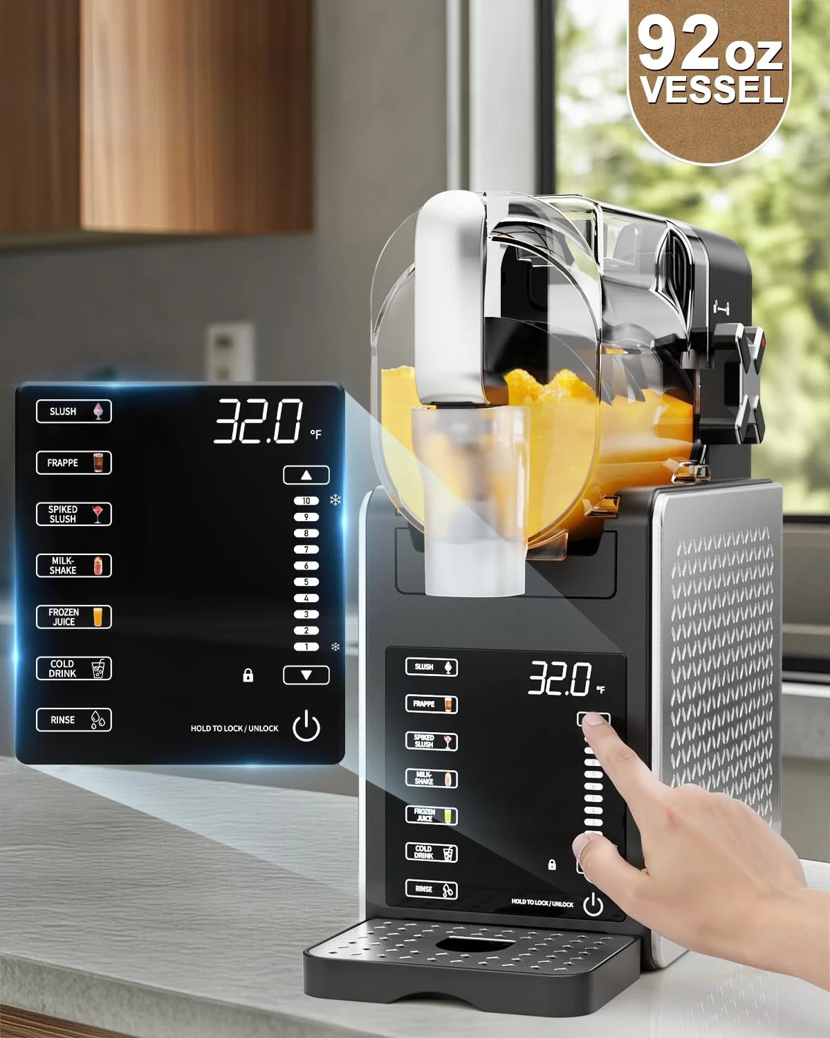 صانع العصائر المنزلي، 6 برامج محددة مسبقًا، تشغيل هادئ، شاشة LED، تنظيف ذاتي، لا يتطلب ثلج، مثالي للميلك شيك