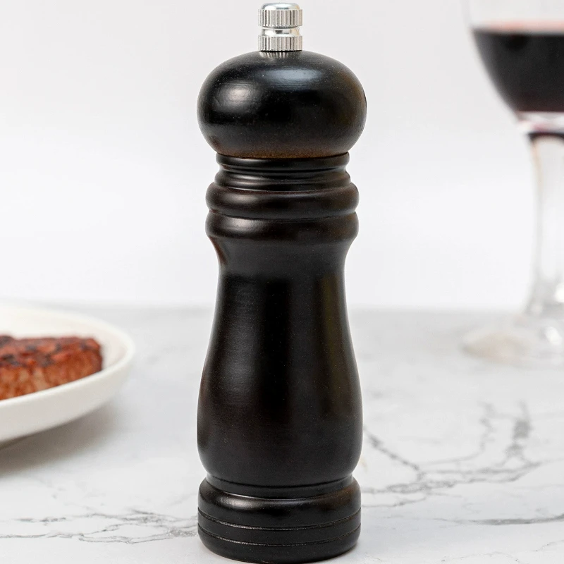 1PC Wooden Pepper Grinder Mill 6 Inch Black Salt and Pepper Shaker Wooden Salt Grinder Pepper Mill Shakers Refillable