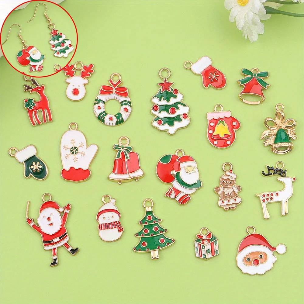 4/8/16pcs Multi-color Enamel Christmas Pendant,DIY Jewelry Accessories,Christmas,Valentine's Day,Thanksgiving,Halloween Gifts