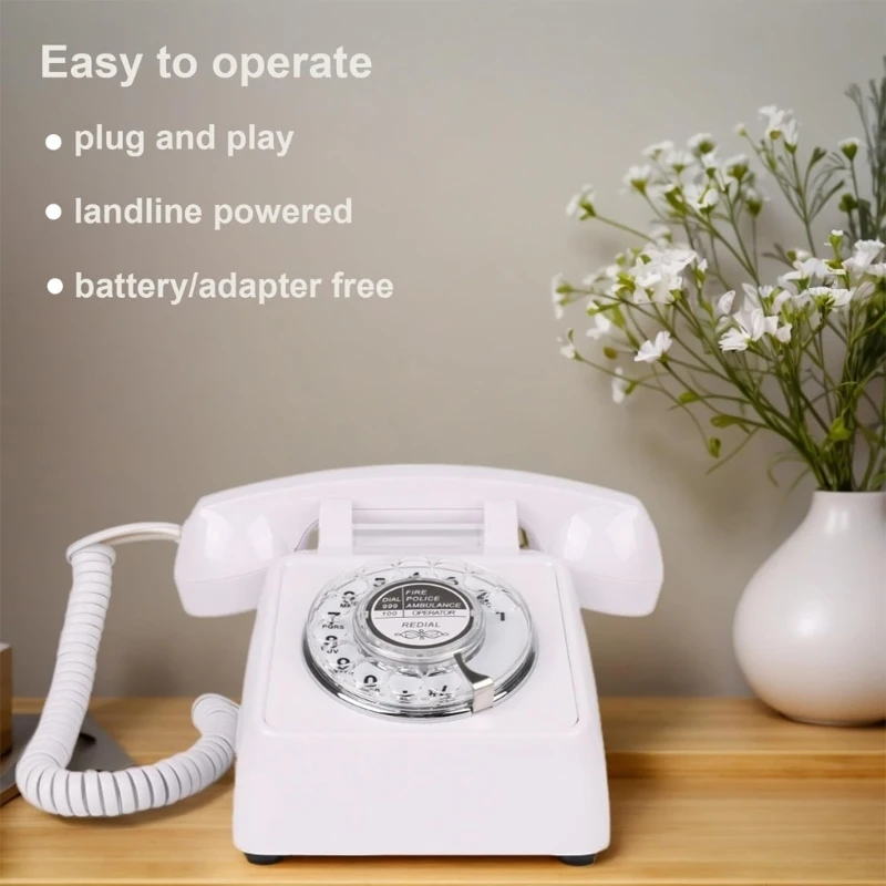 1Set Rotary Wheel Old Telephone Functional Desk Phone Loud Sound Traditional Design Strong for Office Use