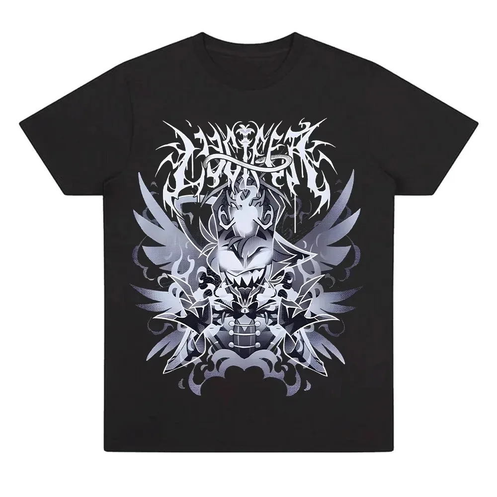 Hazbin Hotel Lucifer Morningstar Metal Graphic T-shirt — Men's Premium Cotton Crew Neck Short Sleeve Summer Casual Top