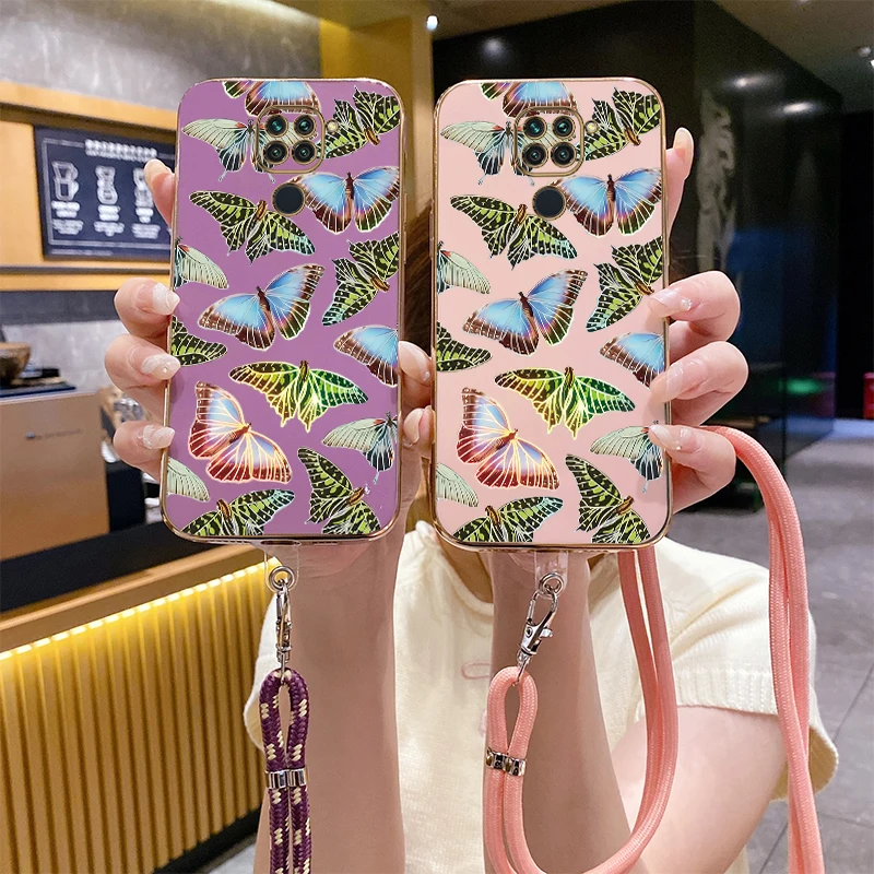 N ote 9 Bright Butterfly Luxury Plating Phone Case For Xiaomi Redmi Note 9Pro 9 9S 10 10T 10S 10Pro 11SE 11S 8 11 11E 11T Cover