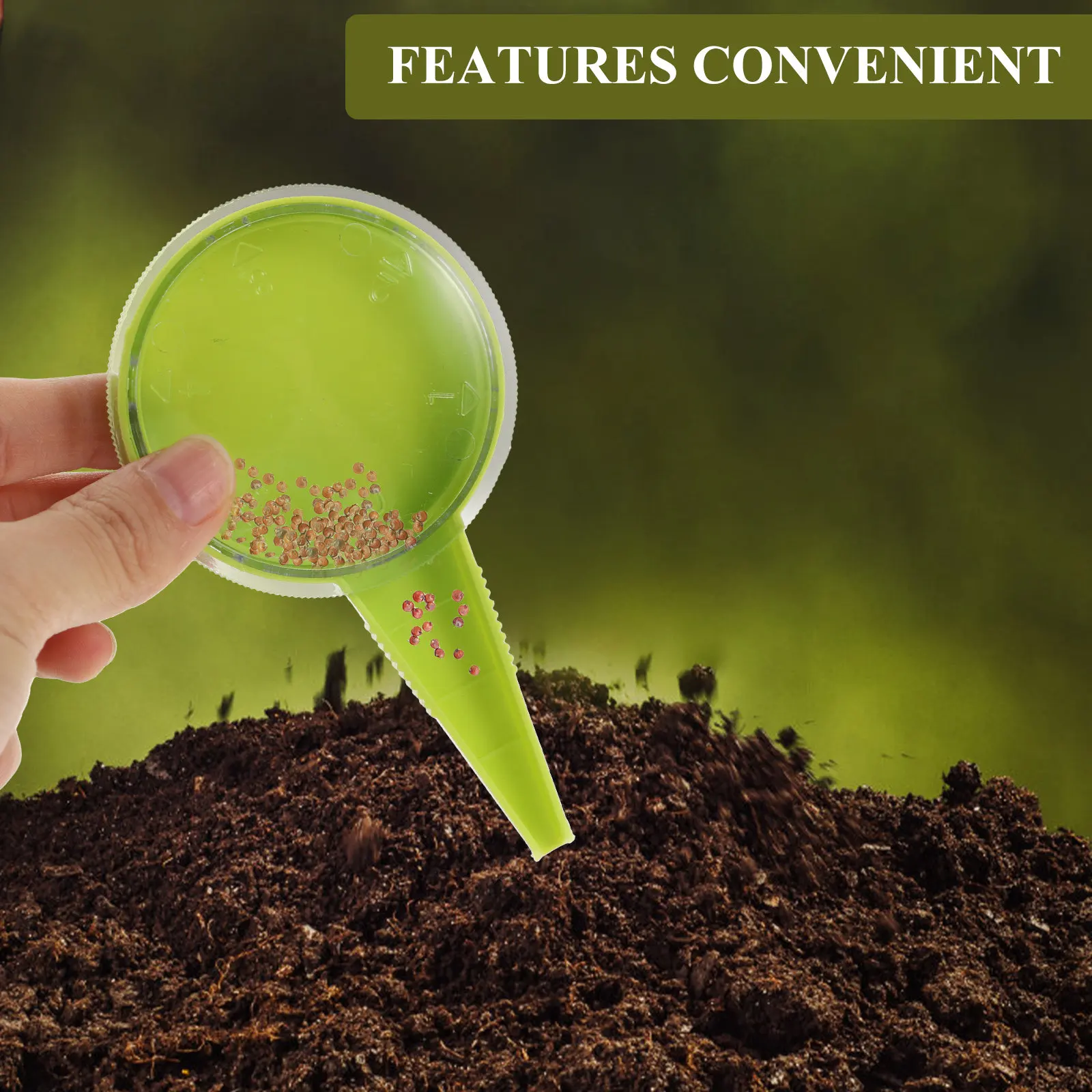 6Pcs Handheld Garden Seeder – Adjustable 5-Setting Sowing Dispenser, Portable Plastic Planting Tool