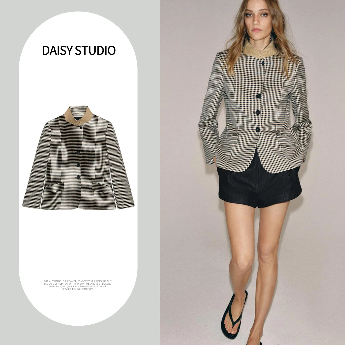 Spring Summer New Women's Slim Fit Long Sleeve High Collar Suit Jacket Color Block Inner  2080838 Polyester Fiber