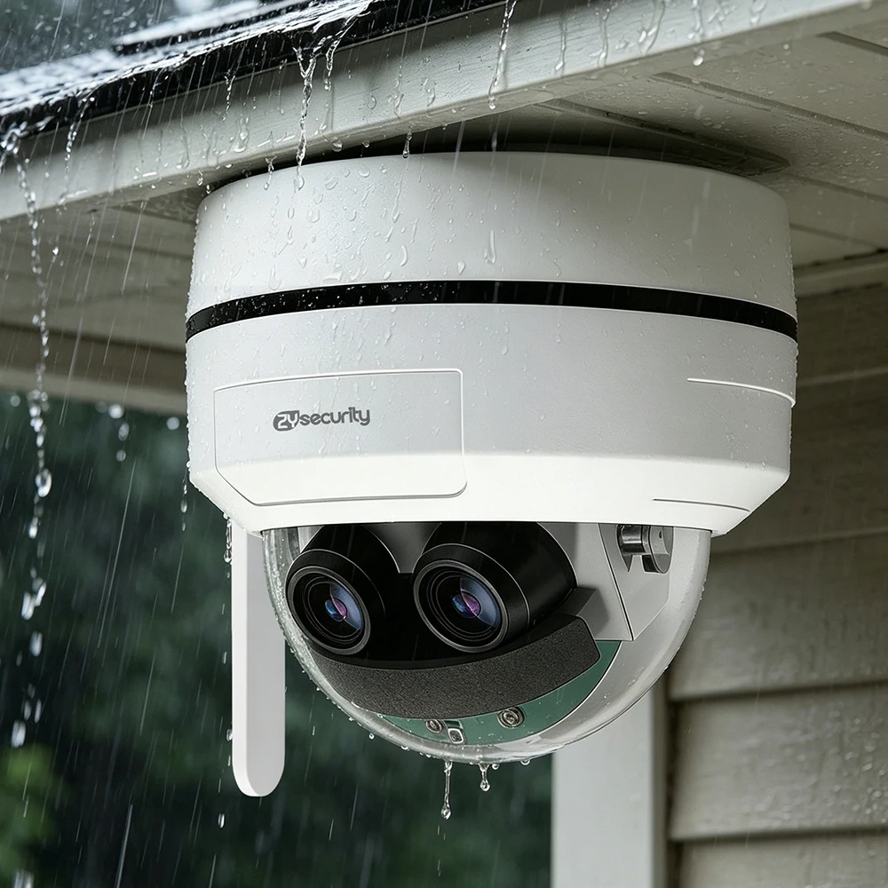Outdoor WiFi Dome IP Camera 4MP+4MP Dual Lens Optical Zoom AI Auto Tracking Human Vehicle Detection 2-Way Audio Security Cameras