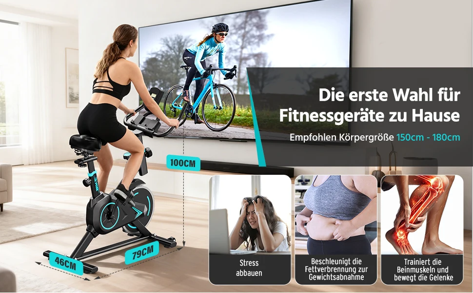 Y-RAIN Indoor-Heimtrainer, Höhenverstellbarer Sitz & Lenker, APP, LCD-Monitor, Maximale Belastung 120KG – Detail 2