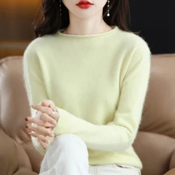 Autumn and Winter 2022 New Women's Sweater 100% Mink Cashmere Women's O-Neck Pullover Casual Knitting Korean Loose Fashion Top