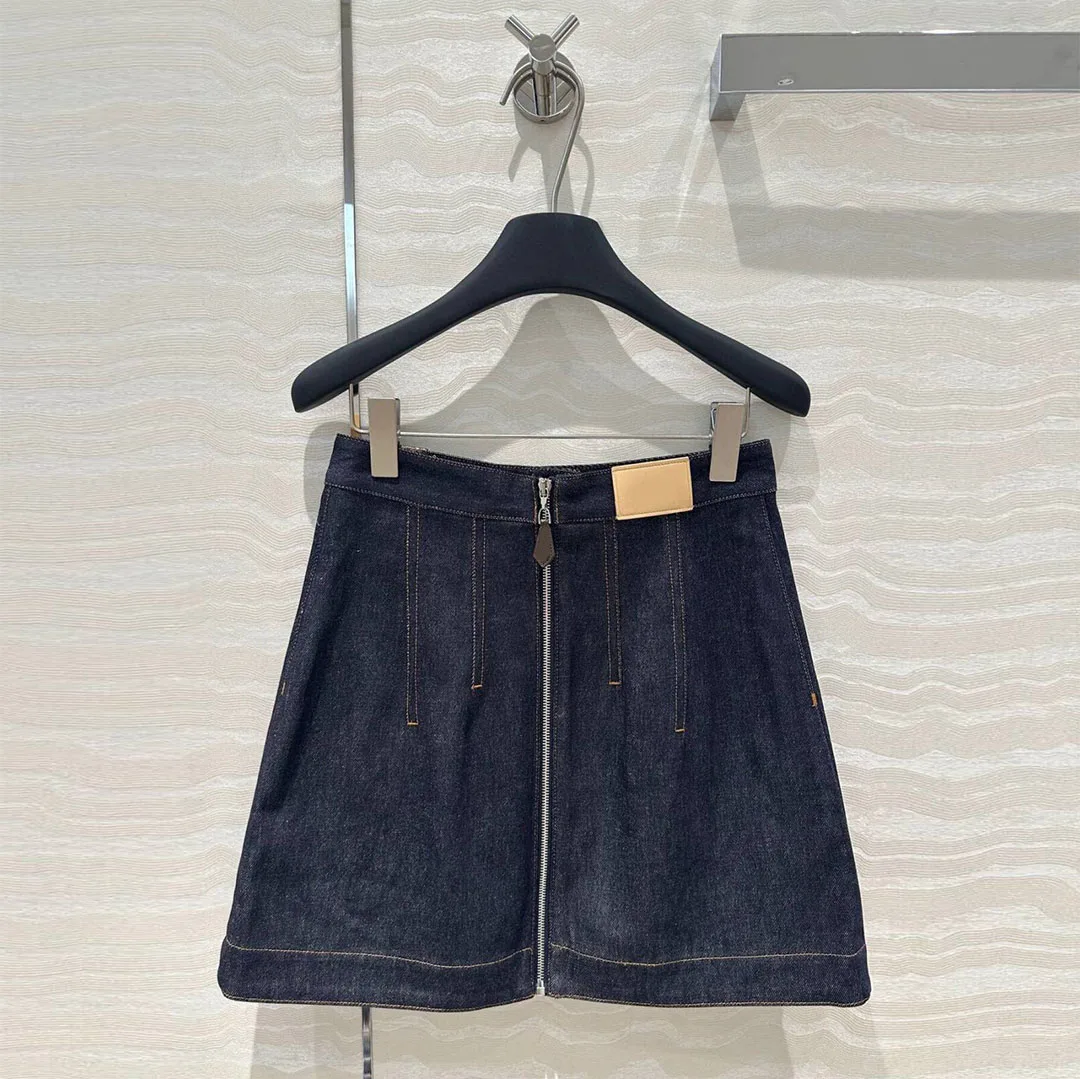 2024 New Autumn Fashion Vintage Navy Denim Mini Skirts Womens High Waist Single Breasted Split Novelty Streetwear Skirt