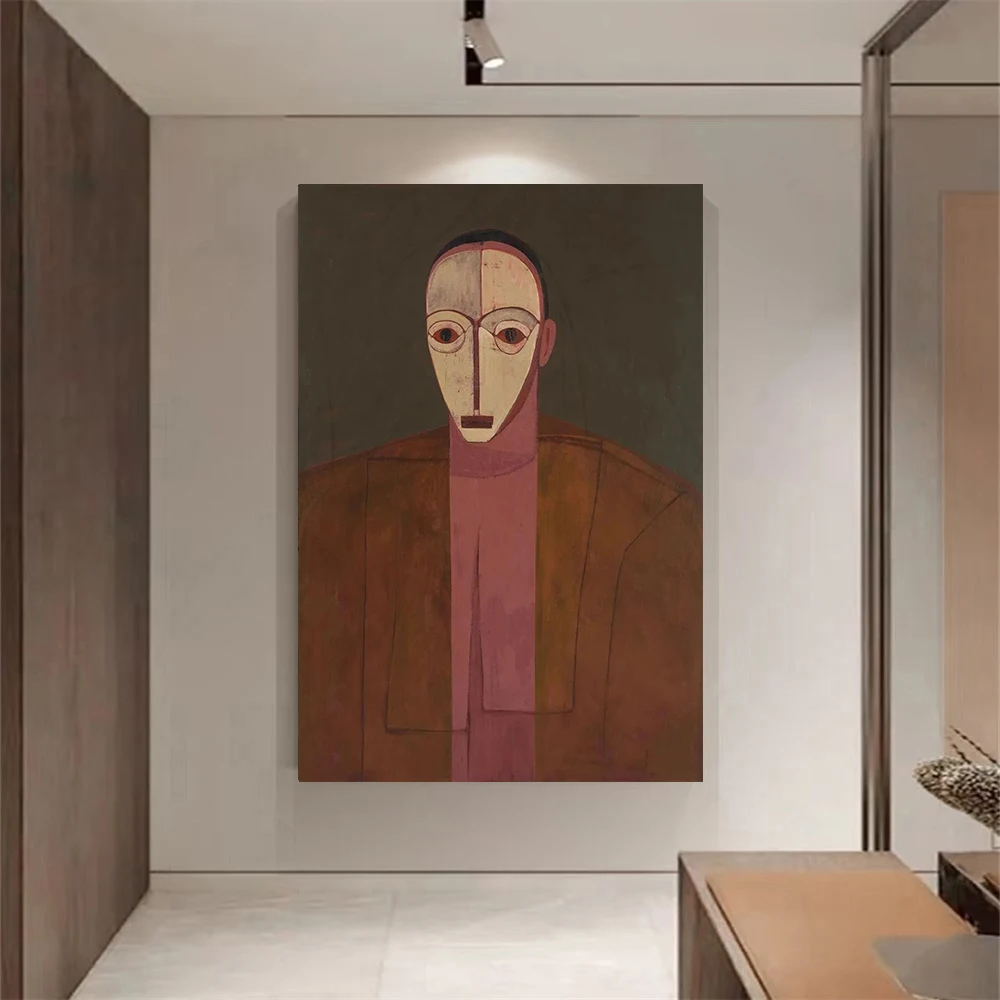 

Mid-Century Modern Retro Texture Hand-Painted Oil Painting, Abstract Figure Decoration Painting, Living Room Hanging Painting