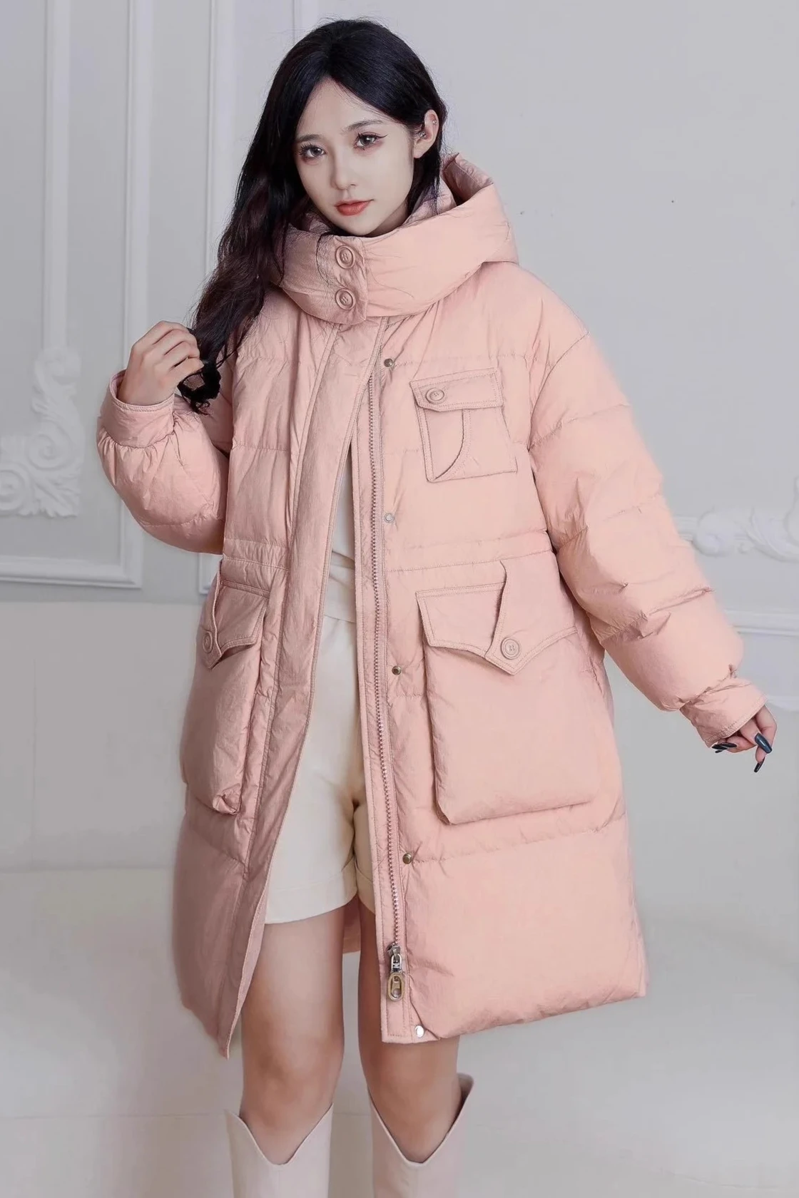 

Winter Fashion Women's Down Jacket Commuting Straight Tube Goose Down Jacket