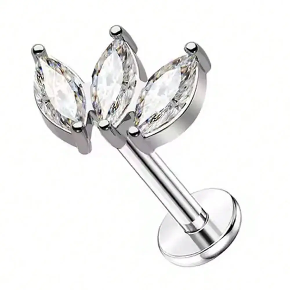 G23 التيتانيوم Labret الأذن الزنمة القرط مربط داخليا الخيوط زركونيا الشفاه خواتم الغضروف اللولب ثقب مجوهرات للجسم 16 جرام