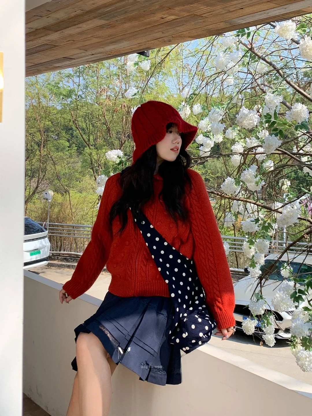 

Mimi Vintage Faion Long Sve Knitted Sweater Warm Crochet Open Cardigan plus Size Women Spring Cherry Tree underneath