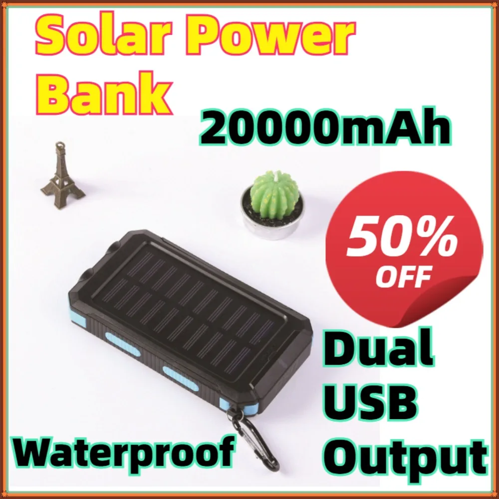 

For All Smartphones 20000mAh Portable Charging Poverbank External Battery Charger Strong Light LDE Light Solar Power Bank