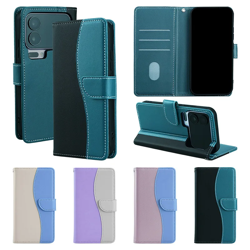 2 Colors Collision Leather Flip Case For Samsung Galaxy S26 Ultra S25 Edge S24 Plus S23 FE S22 S21 S20 Wrist Rope 2 Cards Cover