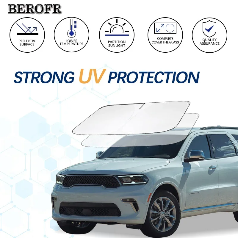 Windshield Sun Shade For Dodge Durango SRT RT Sunshade Sun Visor Protector Foldable Blocks UV Rays Keep Your Car Cooler