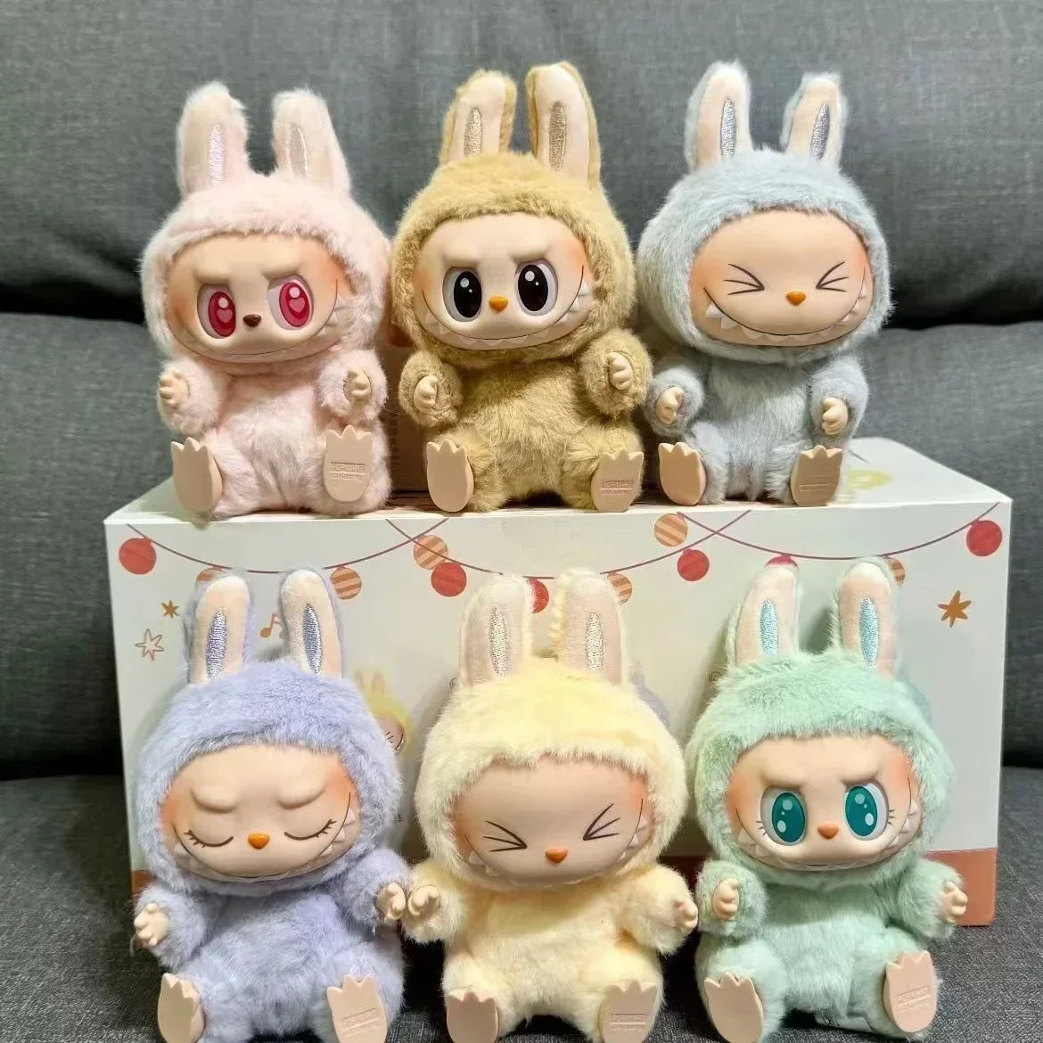 1:1 Quality Macaron 2nd Generation Monster Labubu Sitting PVC Labubu Plush Doll Blind Box Series Surprise Blind Box Holiday Gift