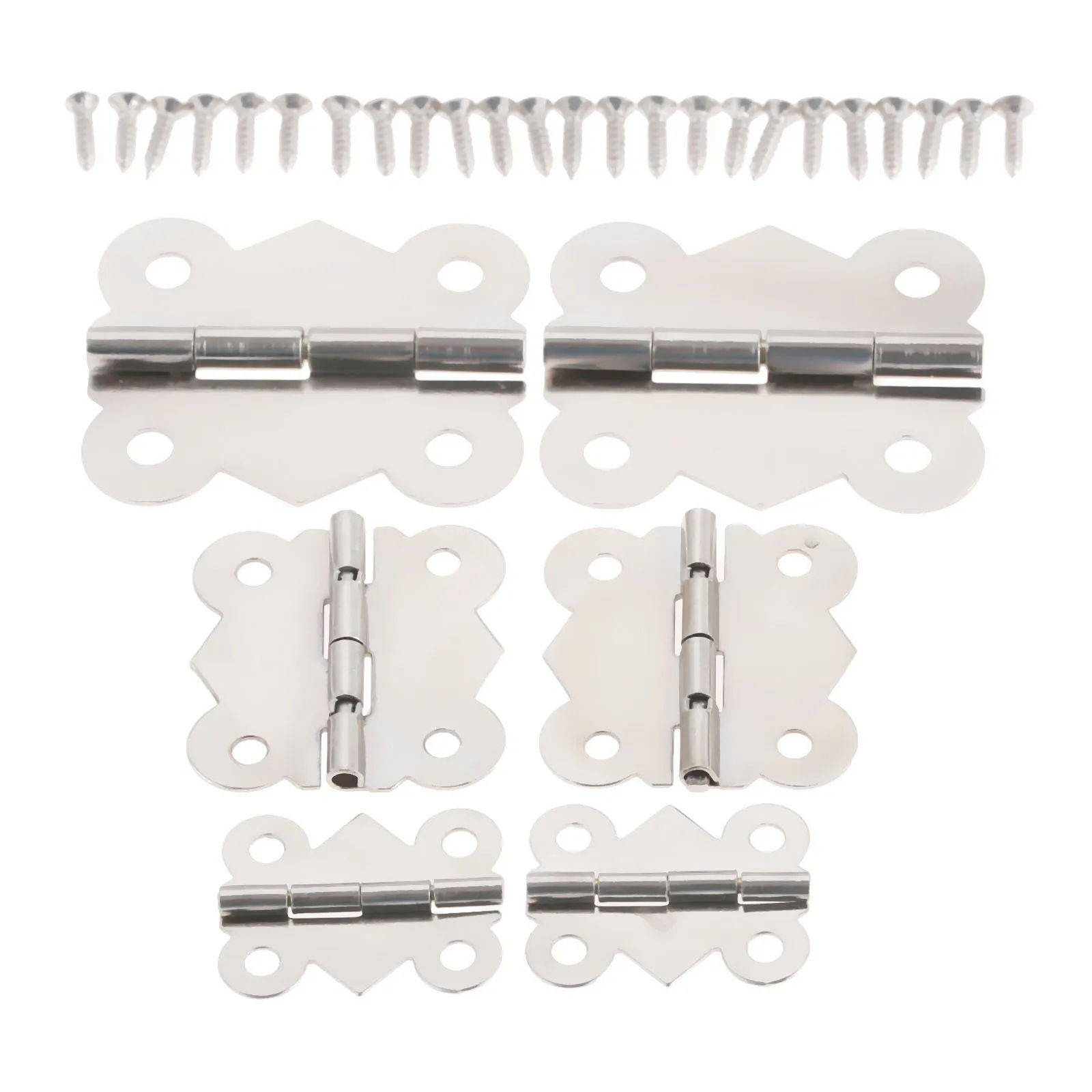 4/10pcs Butterfly Hinges W/Screws Silver 4 Holes Retro Decor Alloy 25mm-40mm Furniture Chest Wood Jewelry Box Wine Gift Case