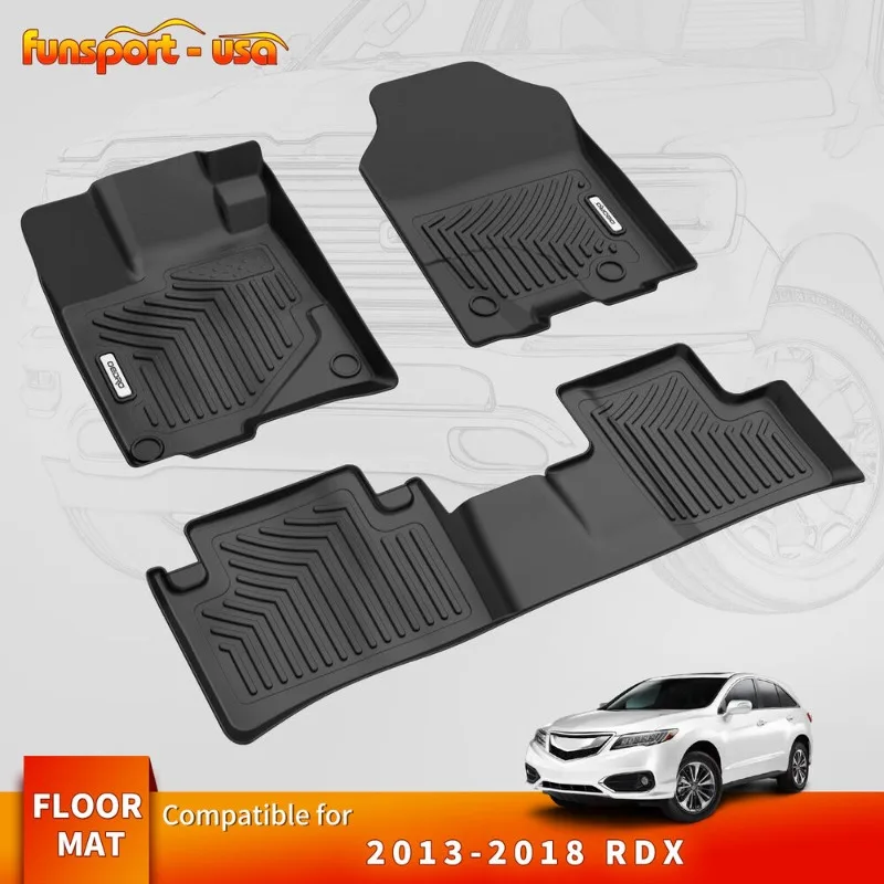 

Floor Mats For Acura RDX 2013 2014 2015 2016 2017 2018 8-Way Power Seats All Weather Liner 2 Row Set United States