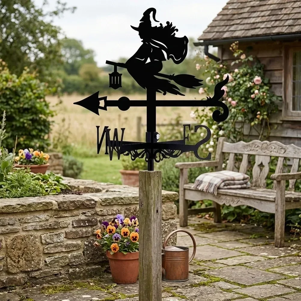 Elegant Metal Weather Vane Wind Direction Indicator Rustproof Outdoor Farm Garden Roof Mount Decor Ornament Yard Farmhouse Decor