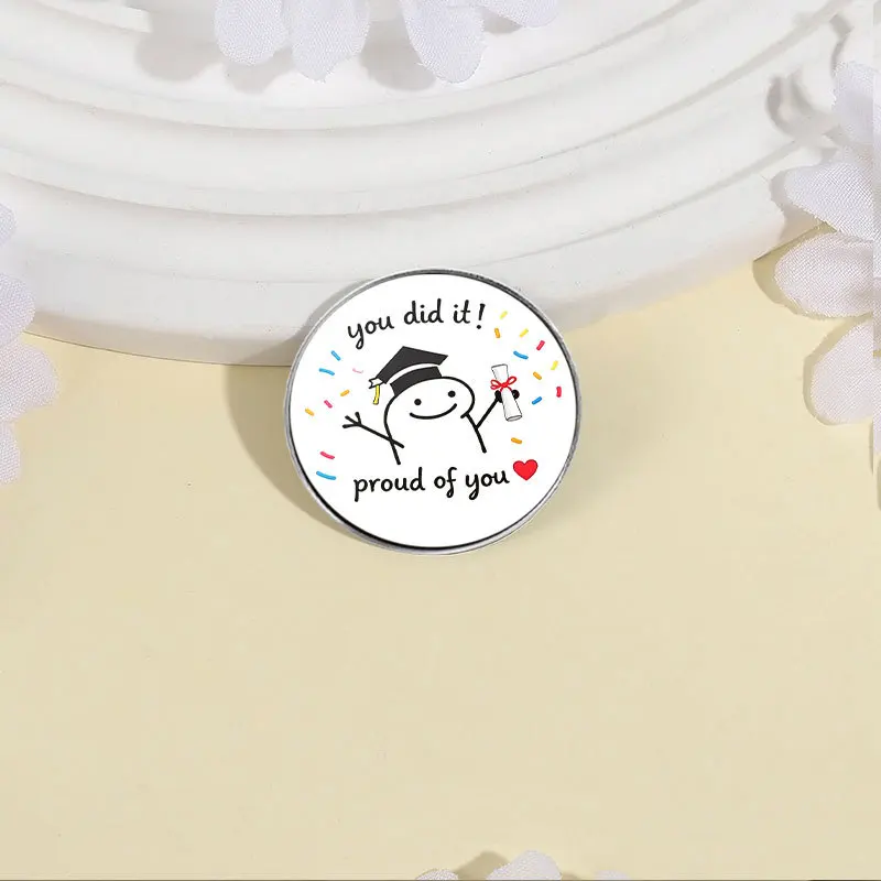 Graduation season cartoon bachelor's hat small character brooch cute pattern metal badge coat hat clothing pin accessories