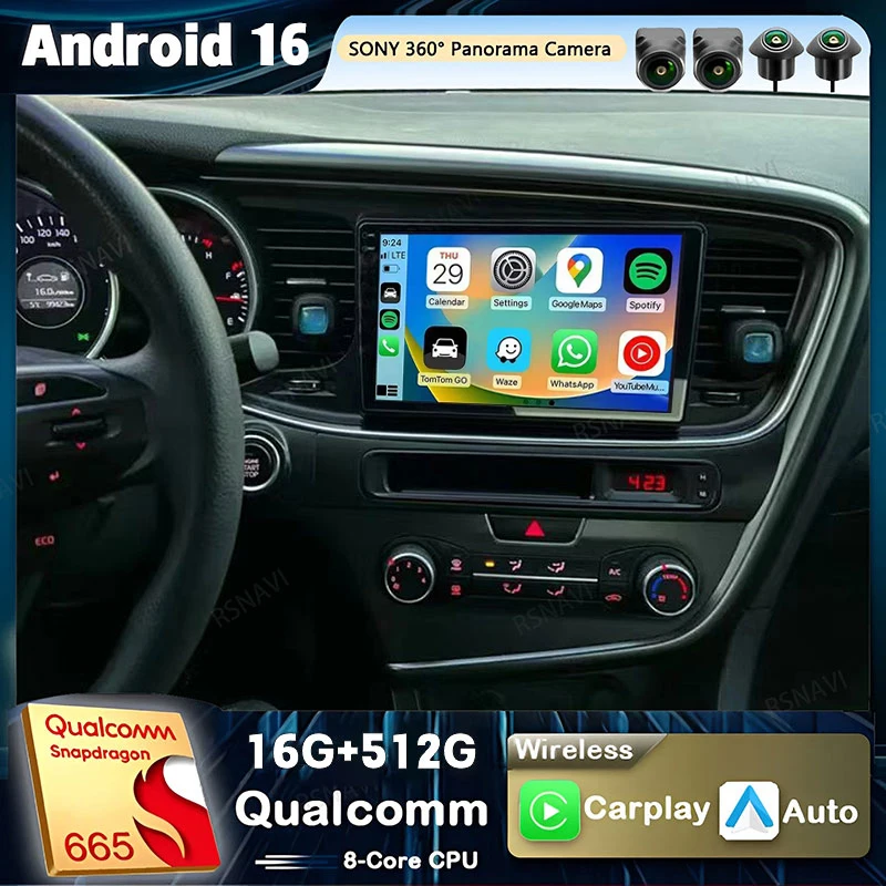 Radio para Auto con Android 16 y Carplay para KIA K5 Optima 3 TF 2010-2015, Reproductor Multimedia de Video, Navegación GPS, Estéreo 2Din, DVD