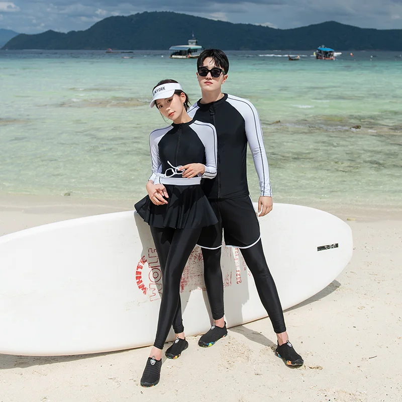 Rash Guards Couples 2025 New Korean Long Sleeve Patchwork Multi Pieces Swimsuit Swimwear Bathing Suits Surfing Long Pants image 3