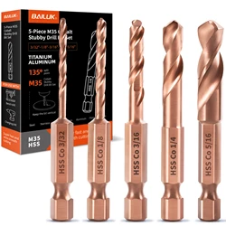 5Pcs M35 Cobalt Stubby Carbide Twist Drill Bit Set For Metal Stainless Steel 3/32