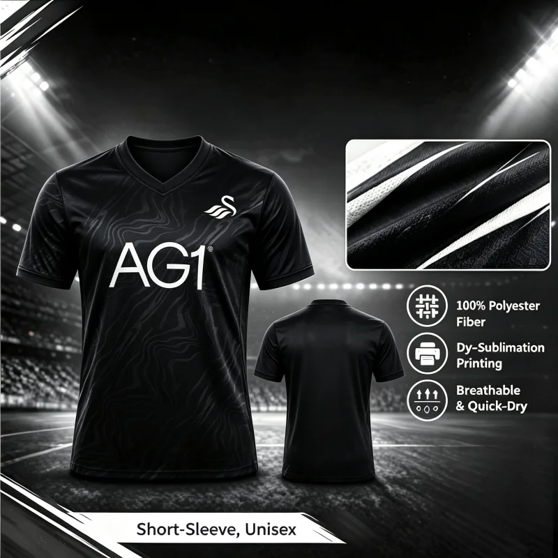 26-27 Neues Swansea City Niche Fan Maßgeschneidertes Freizeit-Sportshirt, Schnelltrocknend, Atmungsaktiv, 3D-Druck, für Familie und Kinder – Detail 3