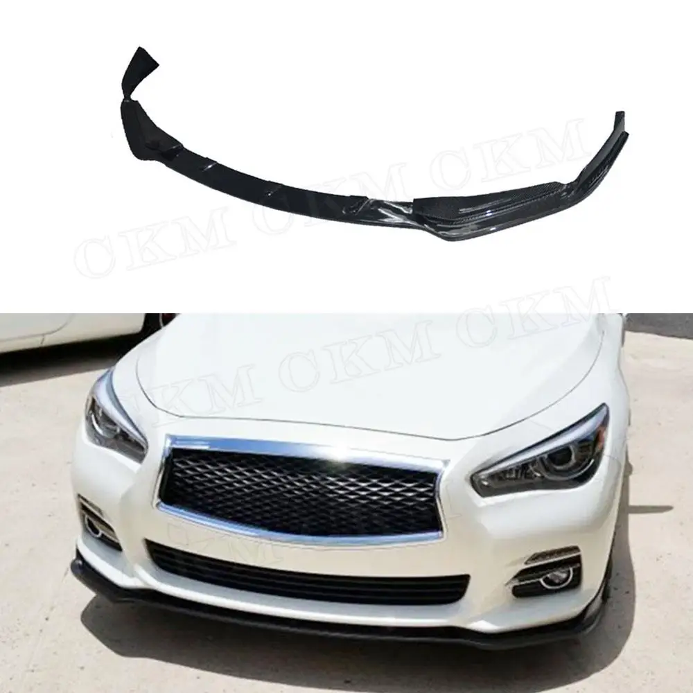 

CKMUUER Carbon Fiber Front Bumper Lip Spoiler Protector for Infiniti Q50 Q50S Sport Standard Bumper Covers 2014-2017 Body Kits