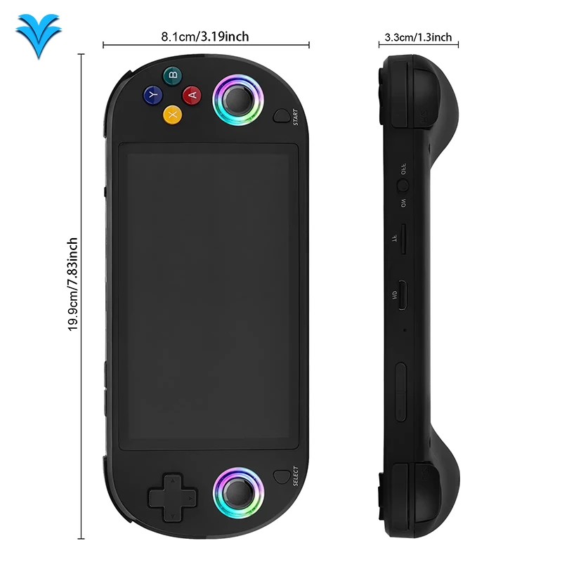 وحدة تحكم ألعاب محمولة M22 P شاشة 5.0 بوصة مع لوحة ألعاب لاسلكية 2.4g تدعم نظام LINUX مشغل ألعاب فيديو محمول M22 Pro