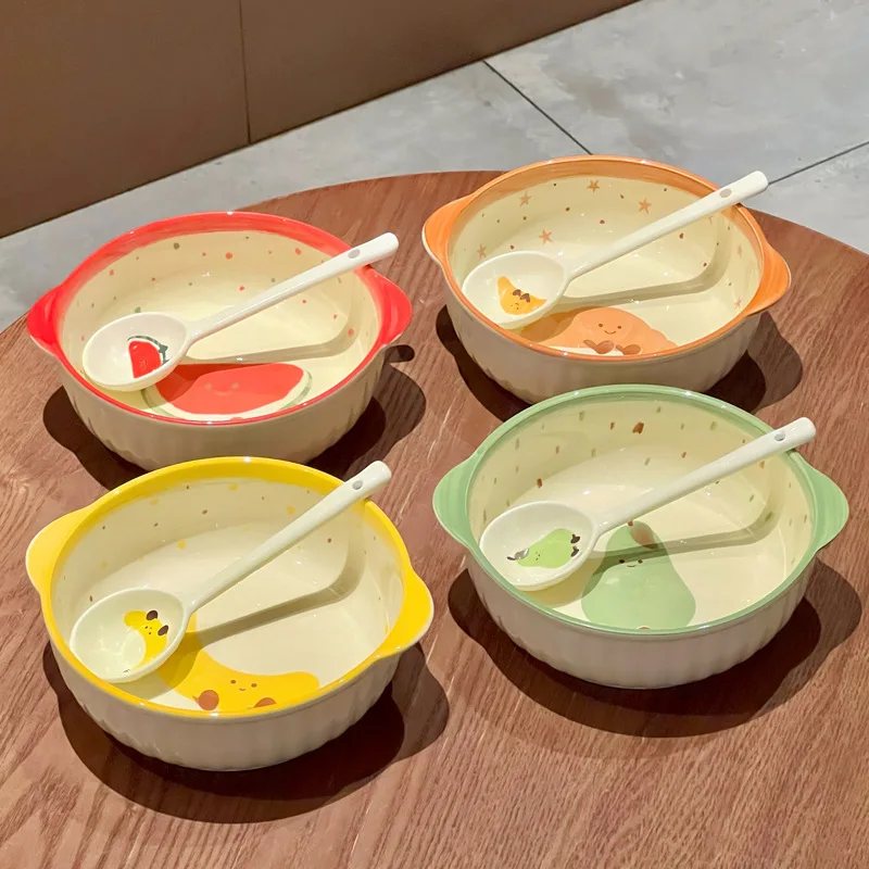 cute-fruit-ceramic-noodle-bowl-double-ear-student-dormitory-instant-noodles-bowl-home-use-snail-powder-bowl-high-aesthetic-value