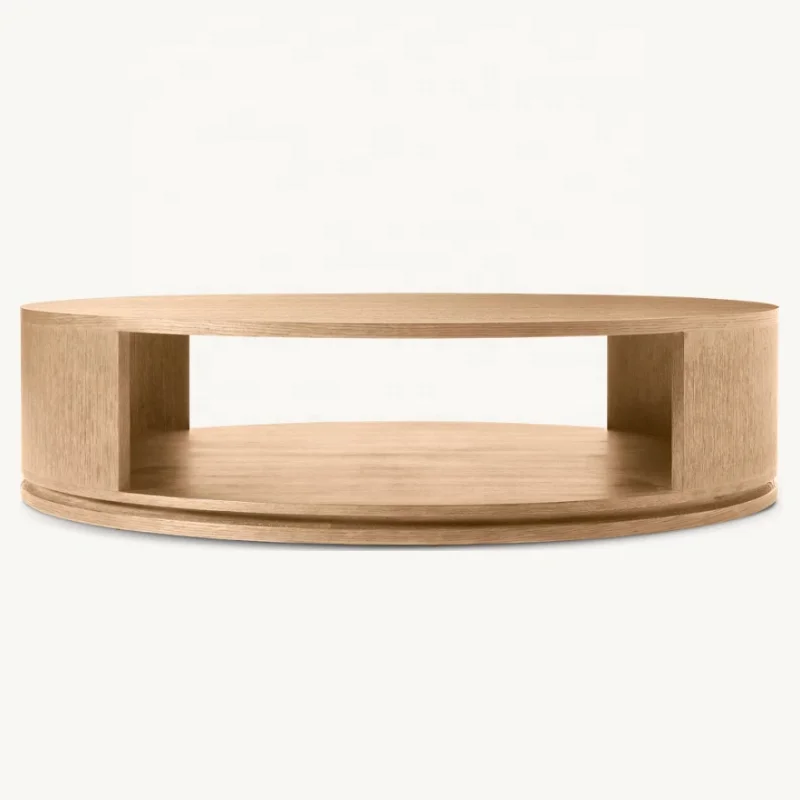 ！@Custom American Modern Luxury Wooden Black Round Coffee Table Family Villa Club Storage Living Room Furniture