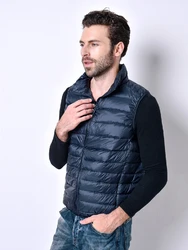 Chaquetas acolchadas sin mangas para hombre, chaleco de plumón de pato blanco para mantener el calor, abrigos ligeros y empacables, otoño e invierno, novedad de 2023