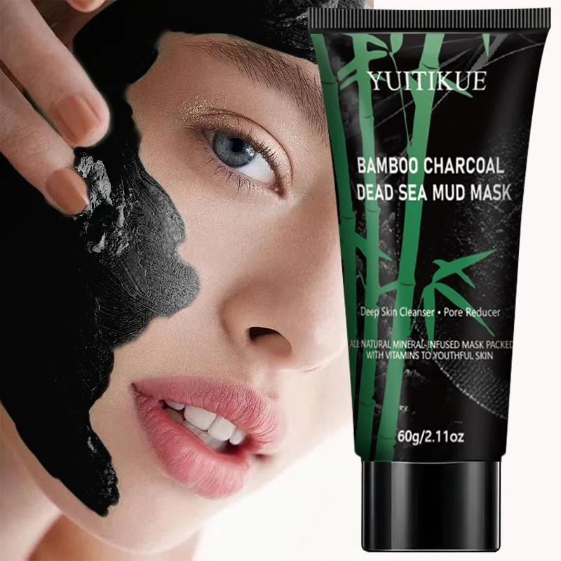 Mascarilla de Barro del Mar Muerto con Carbón de Bambú YUITIKUE, Limpieza Profunda Natural, Reduce los Poros, con Infusión Mineral Rica en Vitaminas para el Cuidado de la Piel