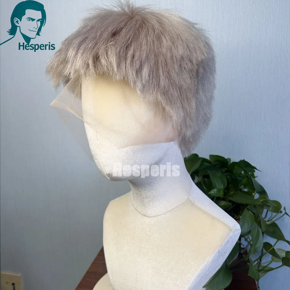 Hesperis Lightest Blonde Human Hair Shaved Men Wigs Cosplay Short Cut Full Lace Wig For Male Free Part  Daily Wear Man Lace Wigs