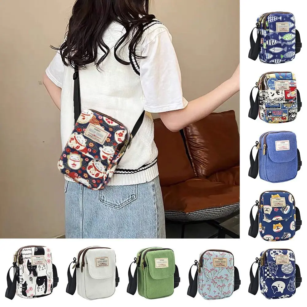 

Сумка через плечо с мультяшным принтом, ткань Оксфорд, большая вместительная сумка через плечо, квадратная поясная сумка