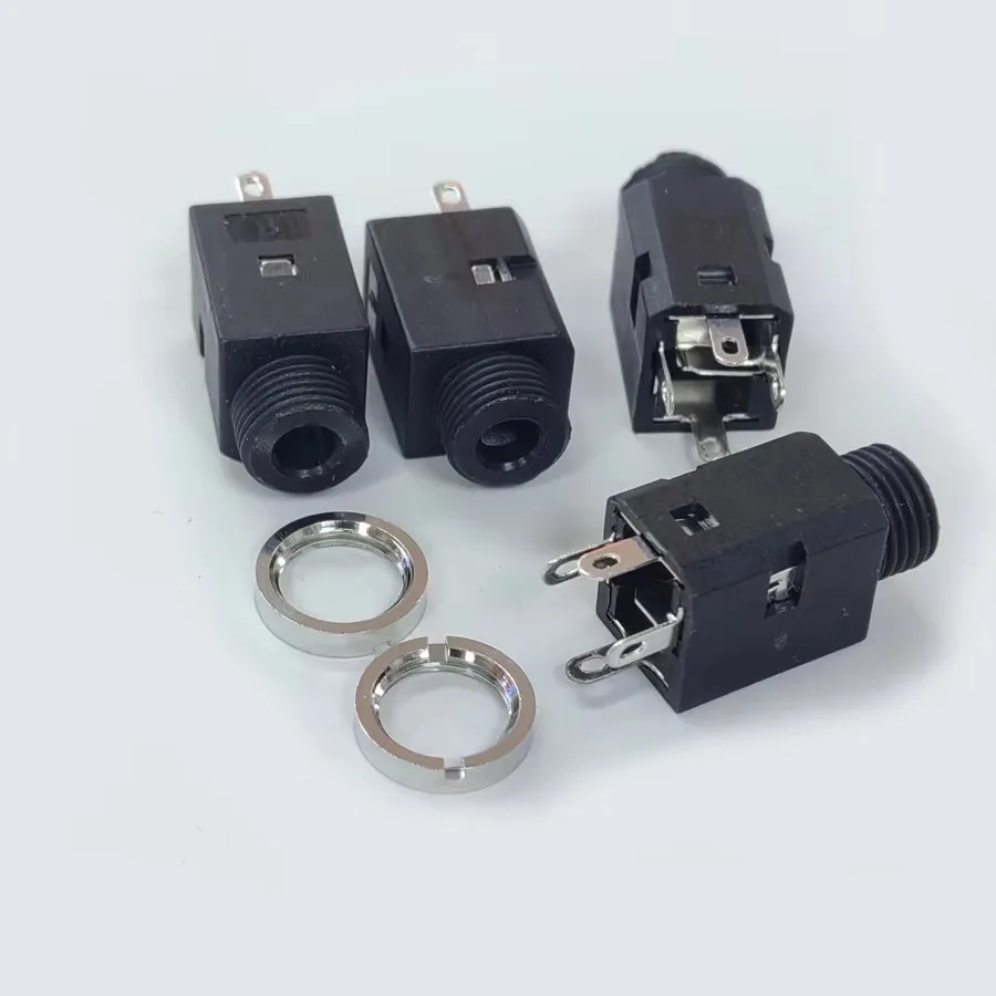 50PCS/Lot PJ-341 3.5MM Audio Female Socket/Jack Connector Vertical-Type 4Pin With Nuts For Headphone