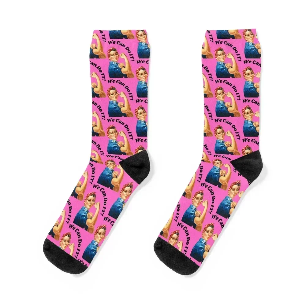 Rosie the Riveter in Pink Socks Argentina Climbing Socks Woman Men's