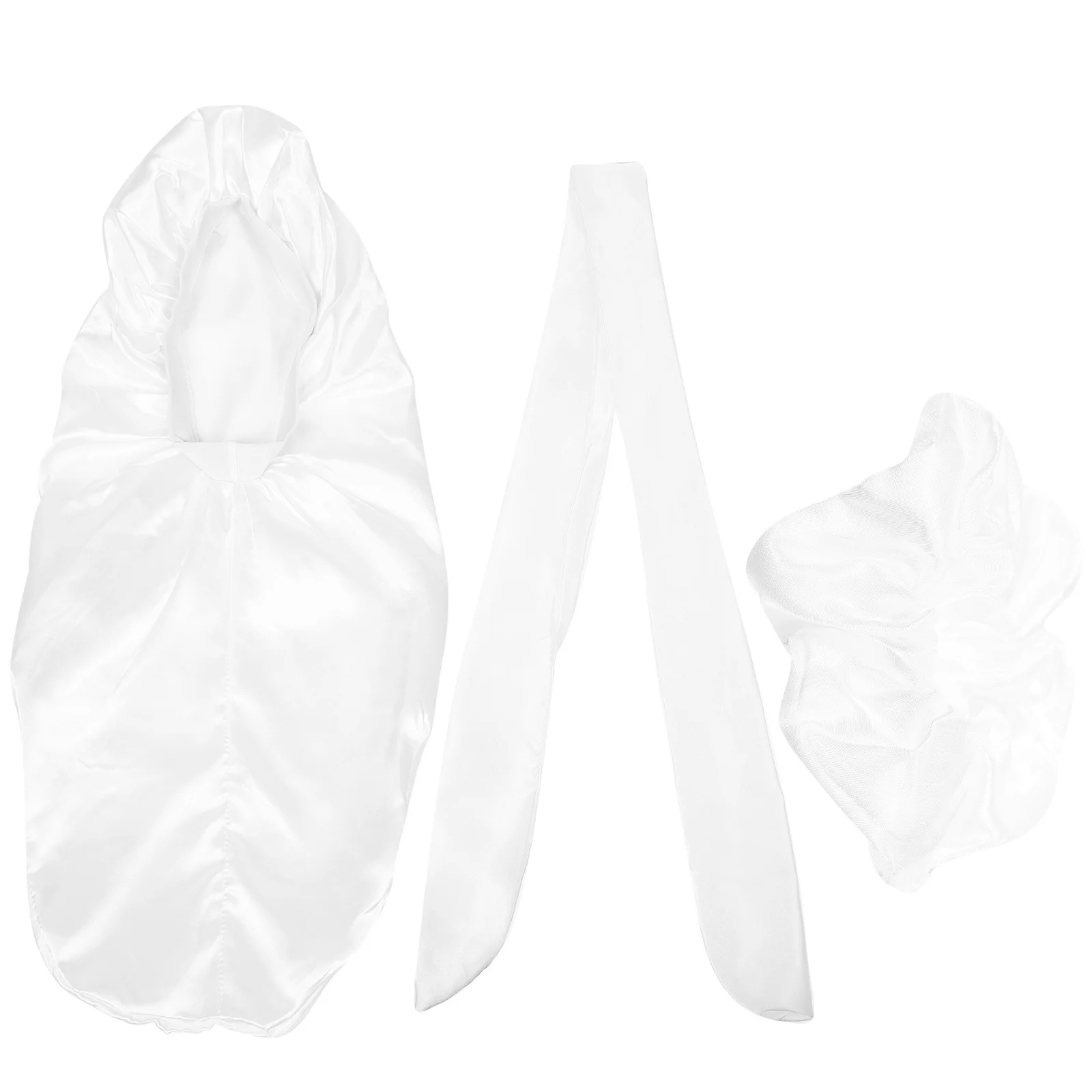 

1Set Long Stain Women Sleep Hat Satin Bonnet Set Elastic Brim Comfortable Travel Gift Hair Care For Thick Curly Hair Adults Home