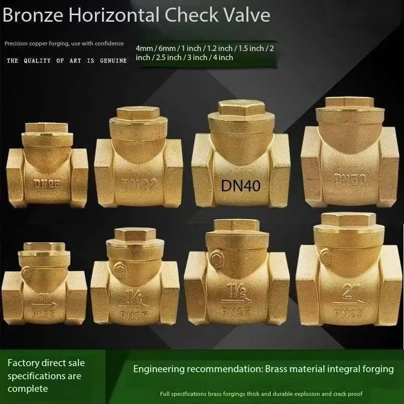 1/2" 3/4" 1" 1-1/4" 1-1/2" BSP Female Thread Brass Swing Check Valve One Way Non-return Valve for Water Brass Horizontal Check