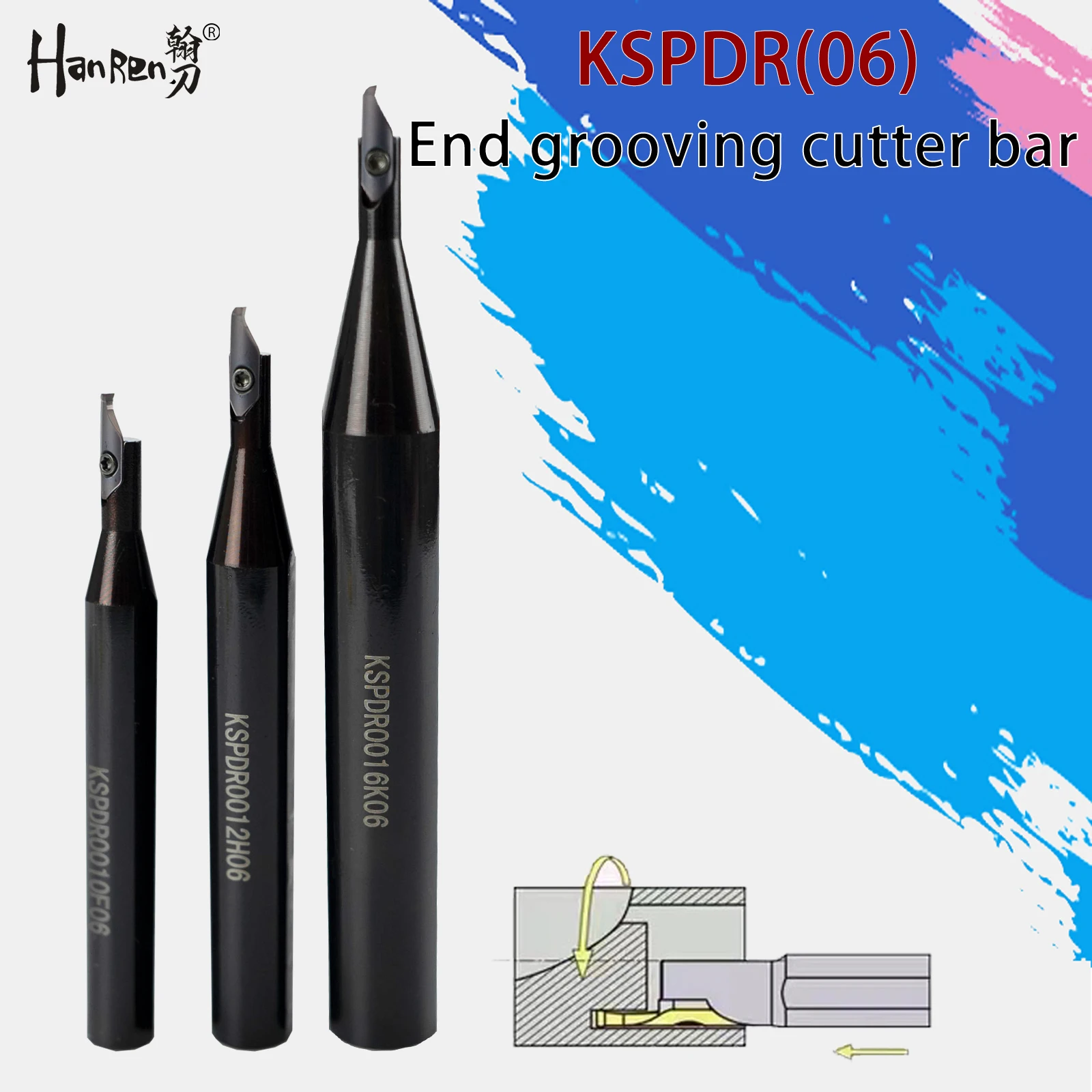 KSPDR Small Inner Hole End Face Grooving Cutter Bar SPDR100DM06 Large Cutting Depth Tungsten Steel Alloy Cutter For CNC Lathe