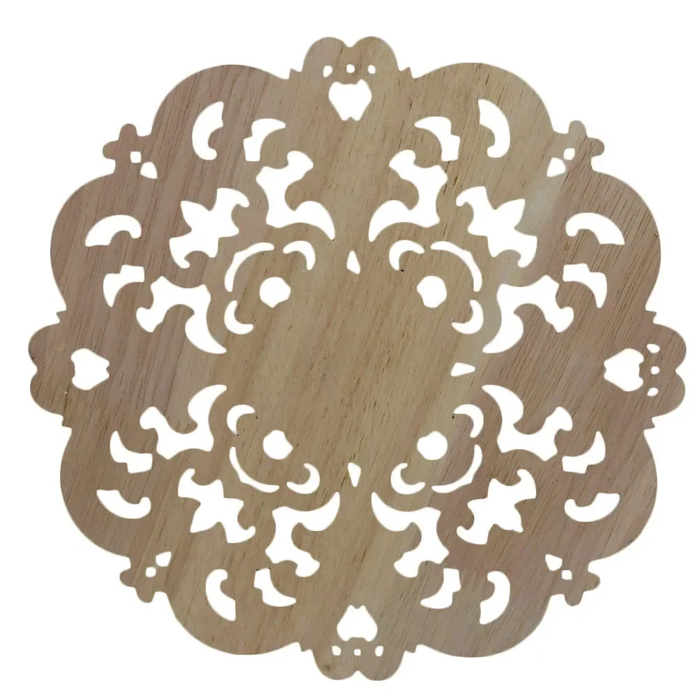 2PCS 10/12/15/24/30cm Woodcarving Furniture Decoration Solid Wood Door Round Applique Flower Him Miniature Crafts Figurine Storm