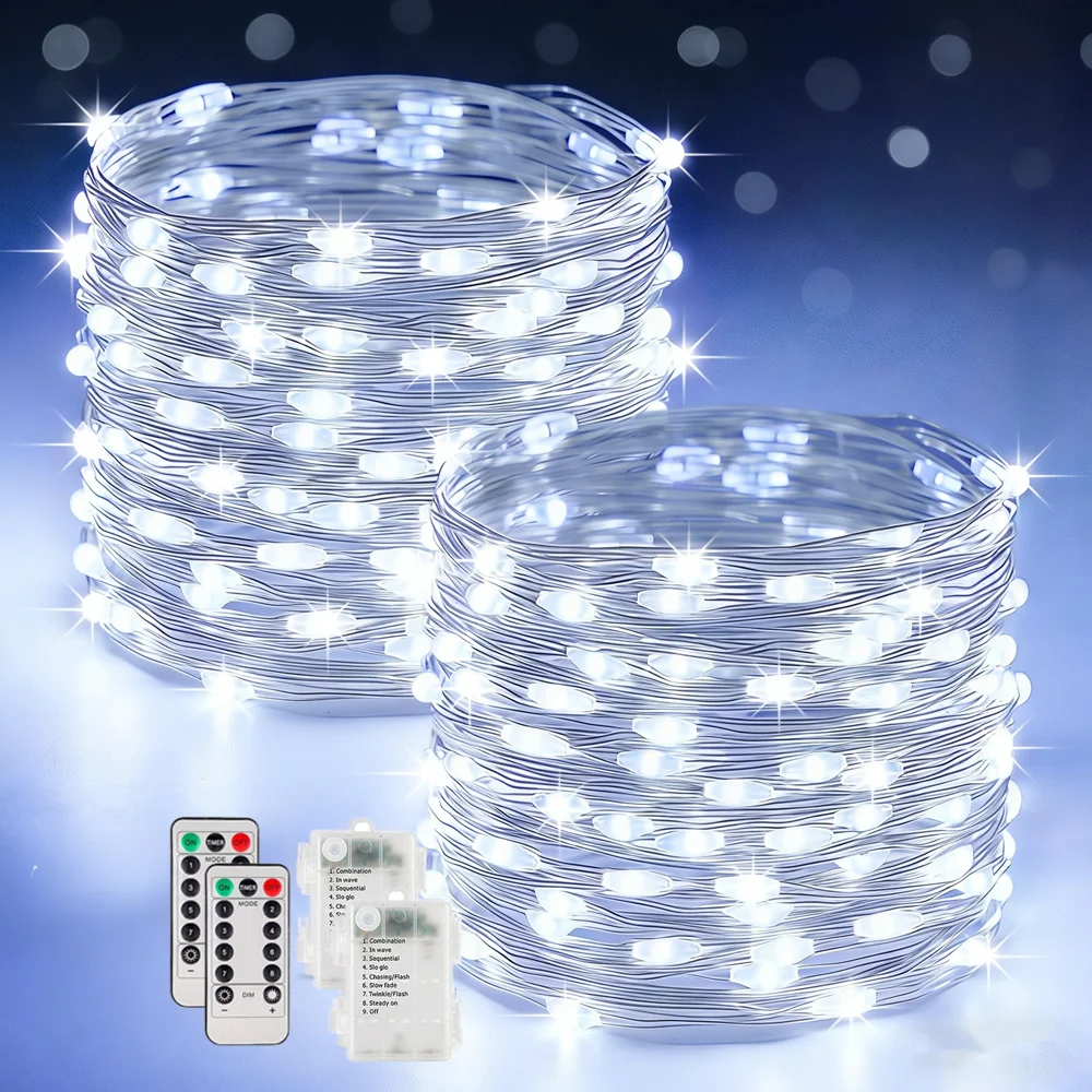 

Remote LED Fairy Lights Battery LED String Lights Copper Silver Wire Garland Light for Christmas Wedding Outdoor Decoration