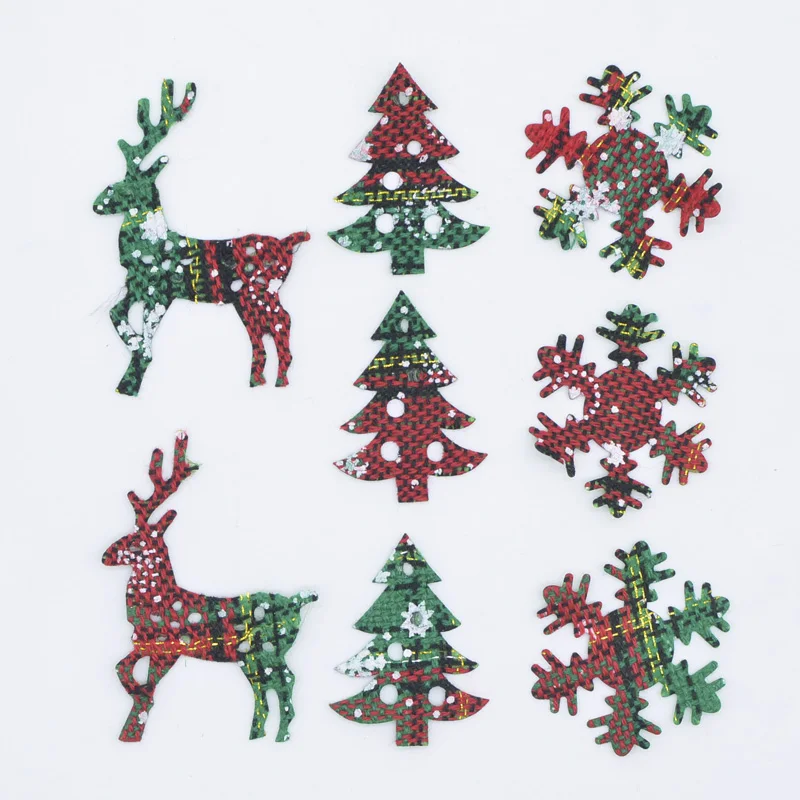 50Pcs/lot Christmas Cloth Fabric Deer Tree Snowflake Applique for Party Ornament Crafts DIY Clothes Hat Gloves Decor Patches