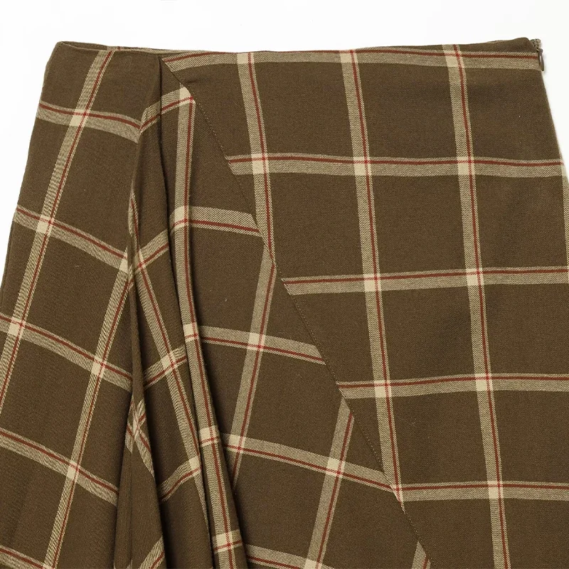 FANAN Damenmode Karierter Plissierter Rock mit Seitenreißverschluss Vintage Hochgeschnittener Schicker Damenrock – Detail 12