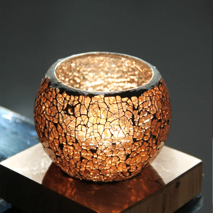 

The product can be customized. Brown retro glass mosaic candlestick fashion home romantic candlelight dinner confession