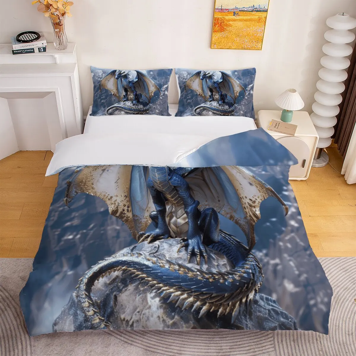 anical   Duvet size  blue and black   Modern trend of printed bedding